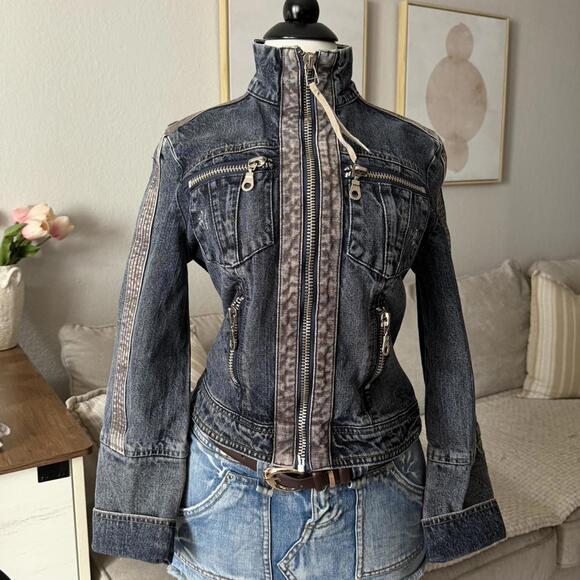 Dolce & Gabbana Jackets & Blazers - Denim Moto Zip Jacket (Dolce & Gabbana)